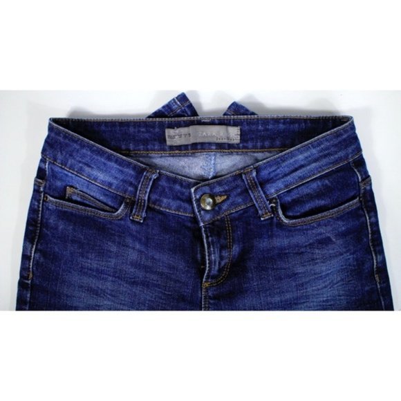 Zara Basic Blue Jeans Skinny Jeans w/ Rhinestones - Picture 6 of 7